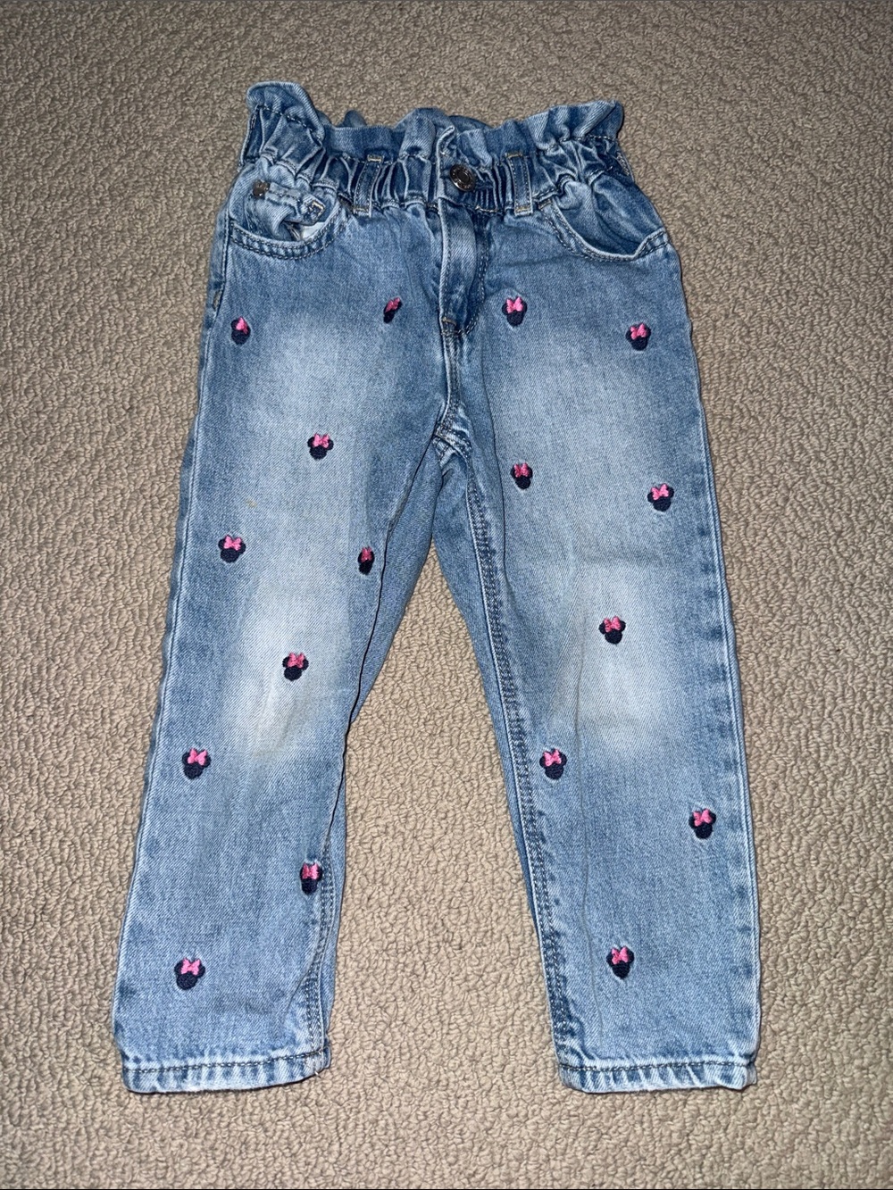 Baby Gap/Disney Light Wash Embroidered Minnie Mouse Denim Jeans